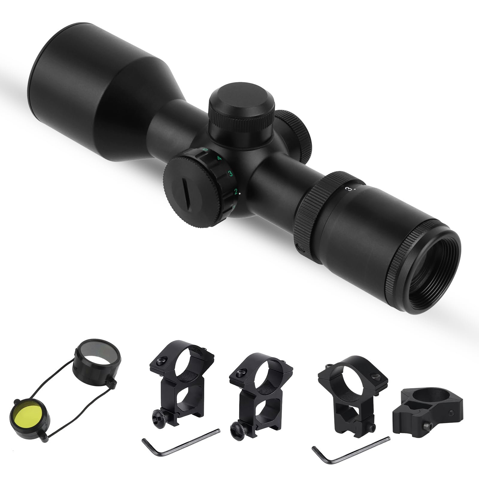 Оптическая труба ToopMount ZF 3-9 x 40 Компактный монокуляр с крышками для линз и 4 x кольцами крепления, 25,4 мм 1 дюйм трубка искатель, ударопрочность 650G 1/4 MOA Красный/Зеленый прицел зеленый многослойный, фото №1