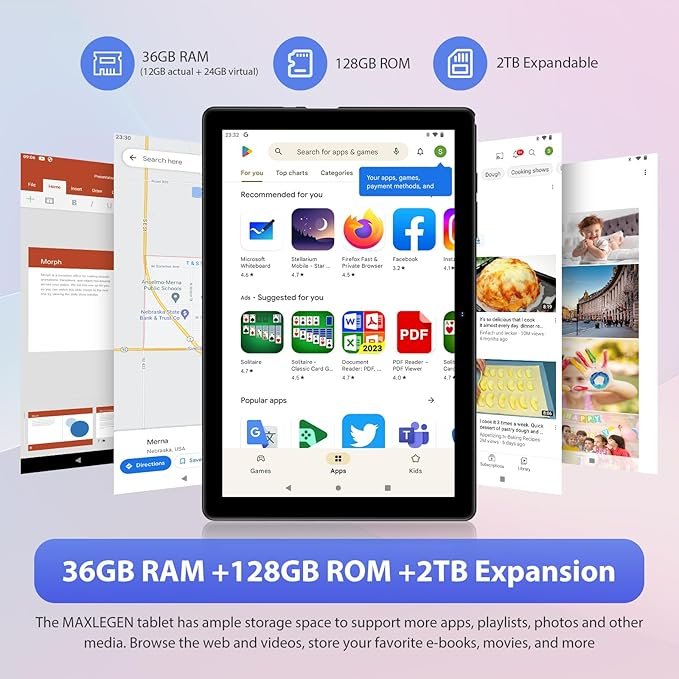Планшет 10.1" MAXLEGEN L211 12+24/128Gb 8 ядер Android 14 8000 mAh Сірий, фото №4