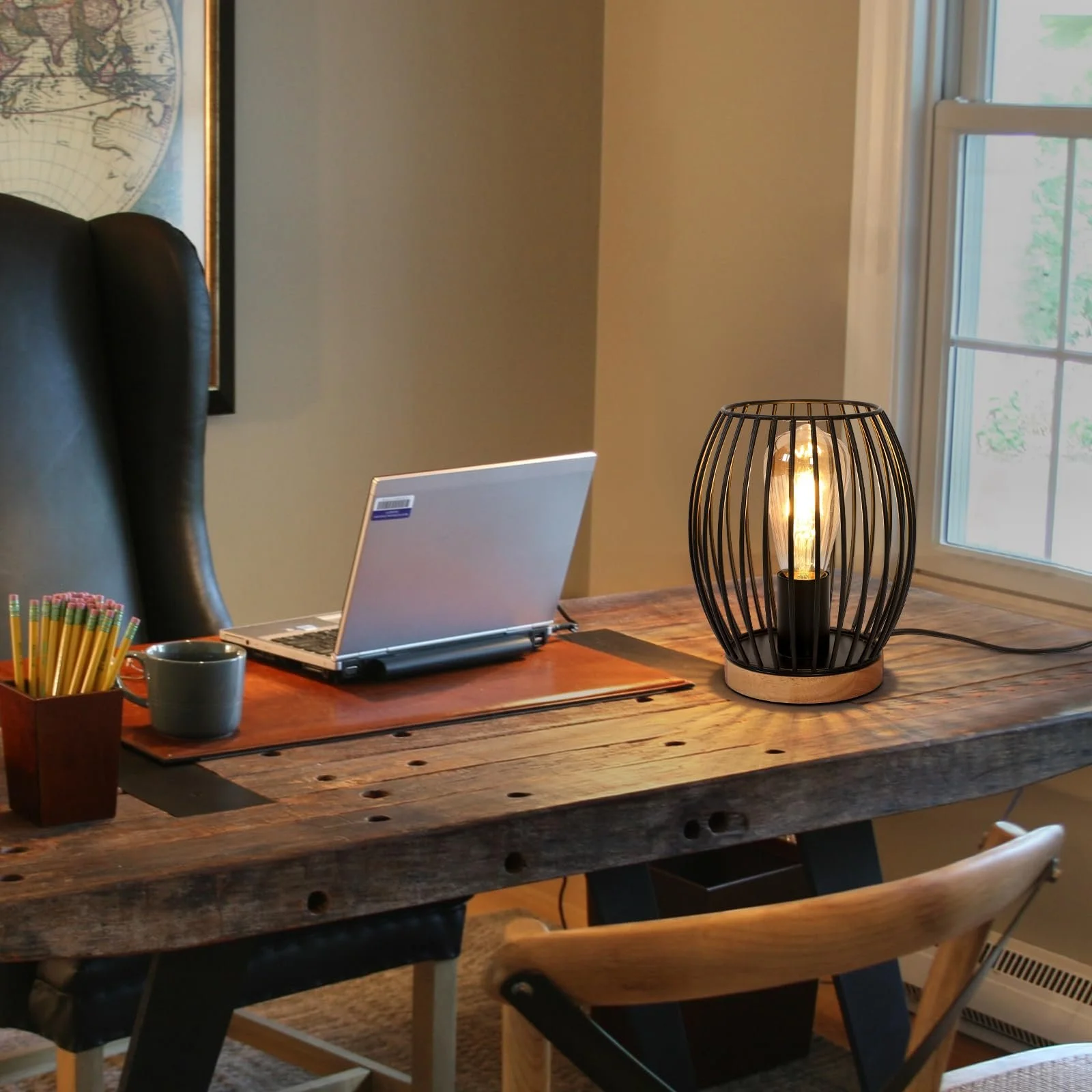 Настільна лампа Comely Vintage Metal E27 17x17x21 см Чорна, фото №8