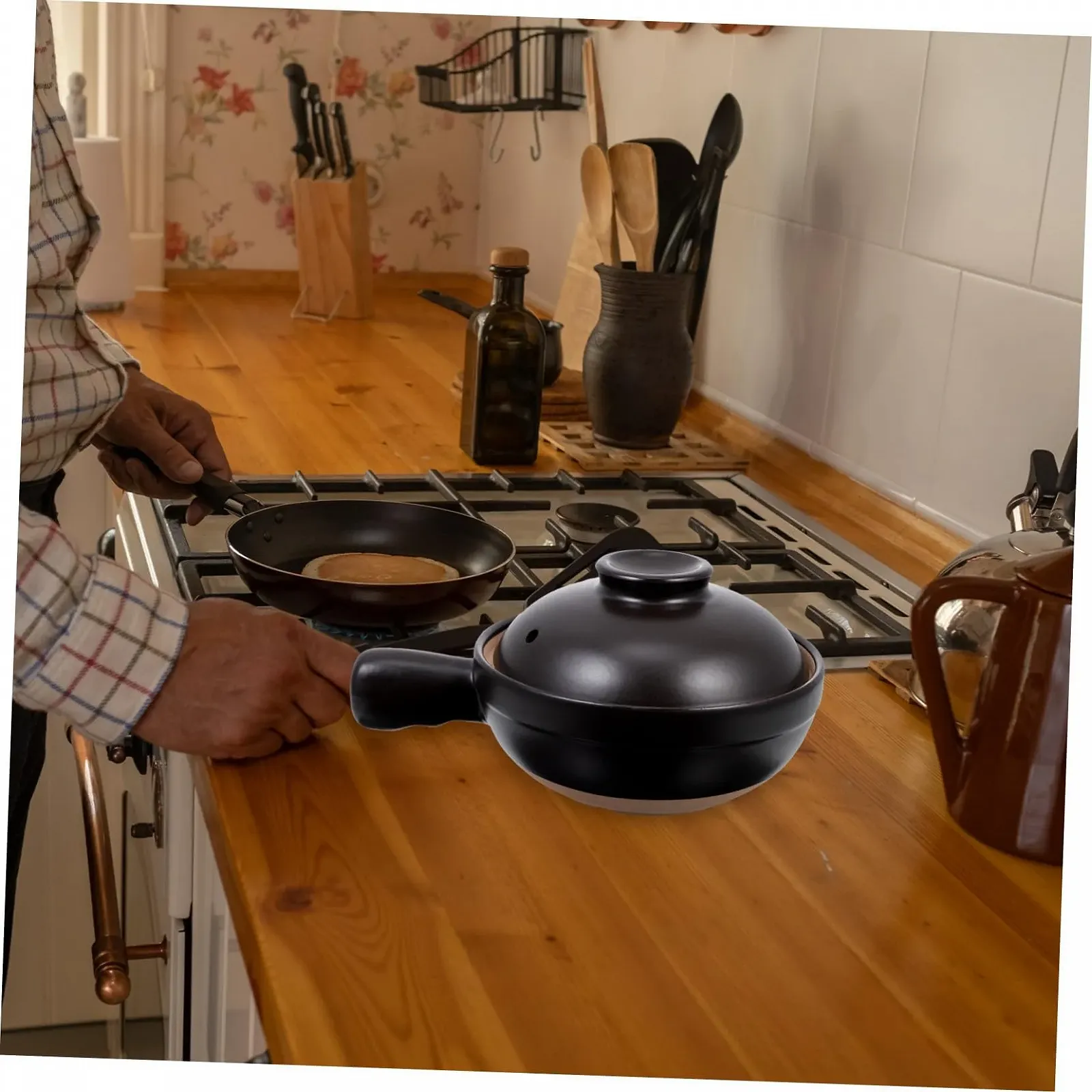 Ківш керамічний з кришкою термостійкий, фото №5