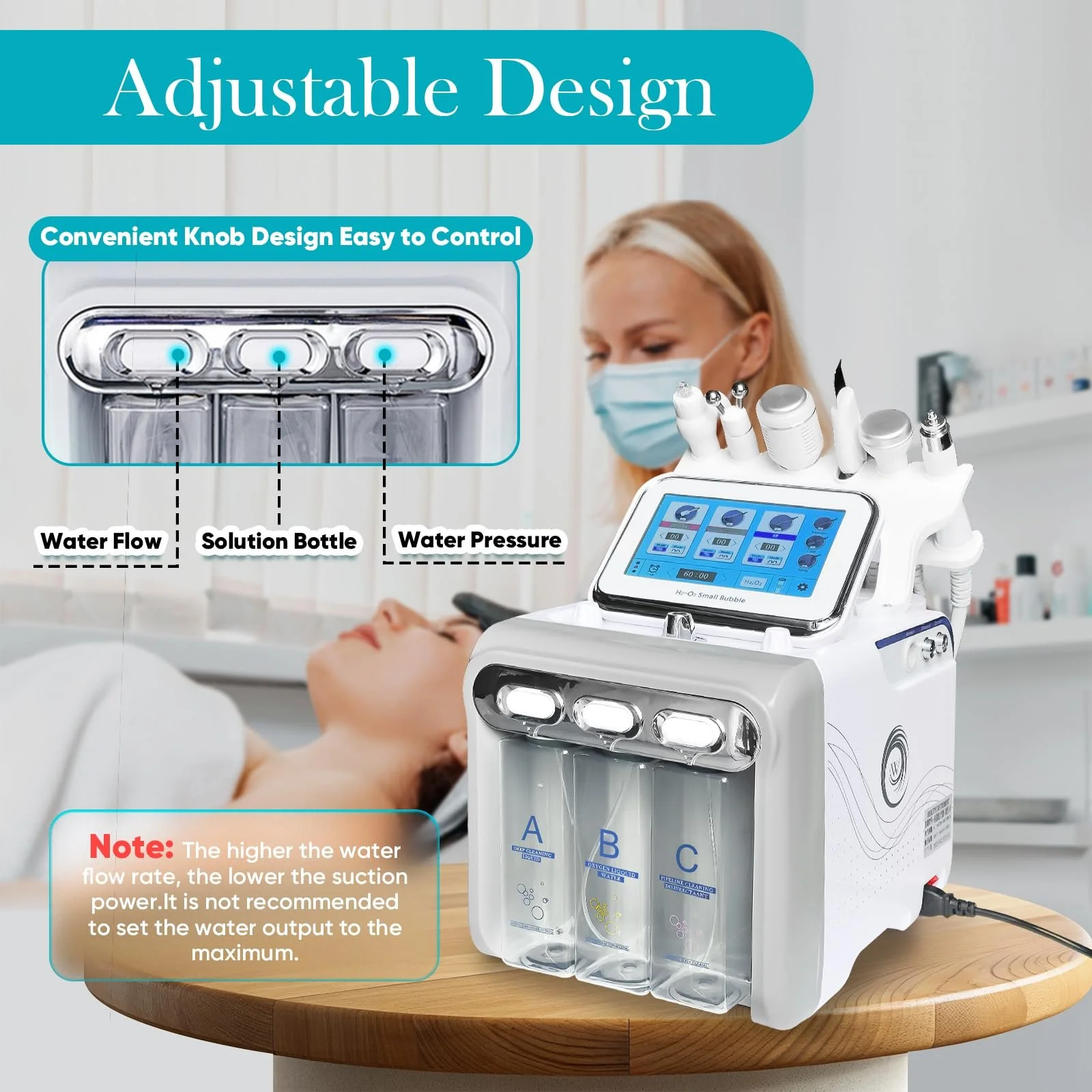 Апарат для догляду за шкірою обличчя Hydrogen Oxygen Skin Care Machine 6 в 1 Aquafacial Device, фото №7