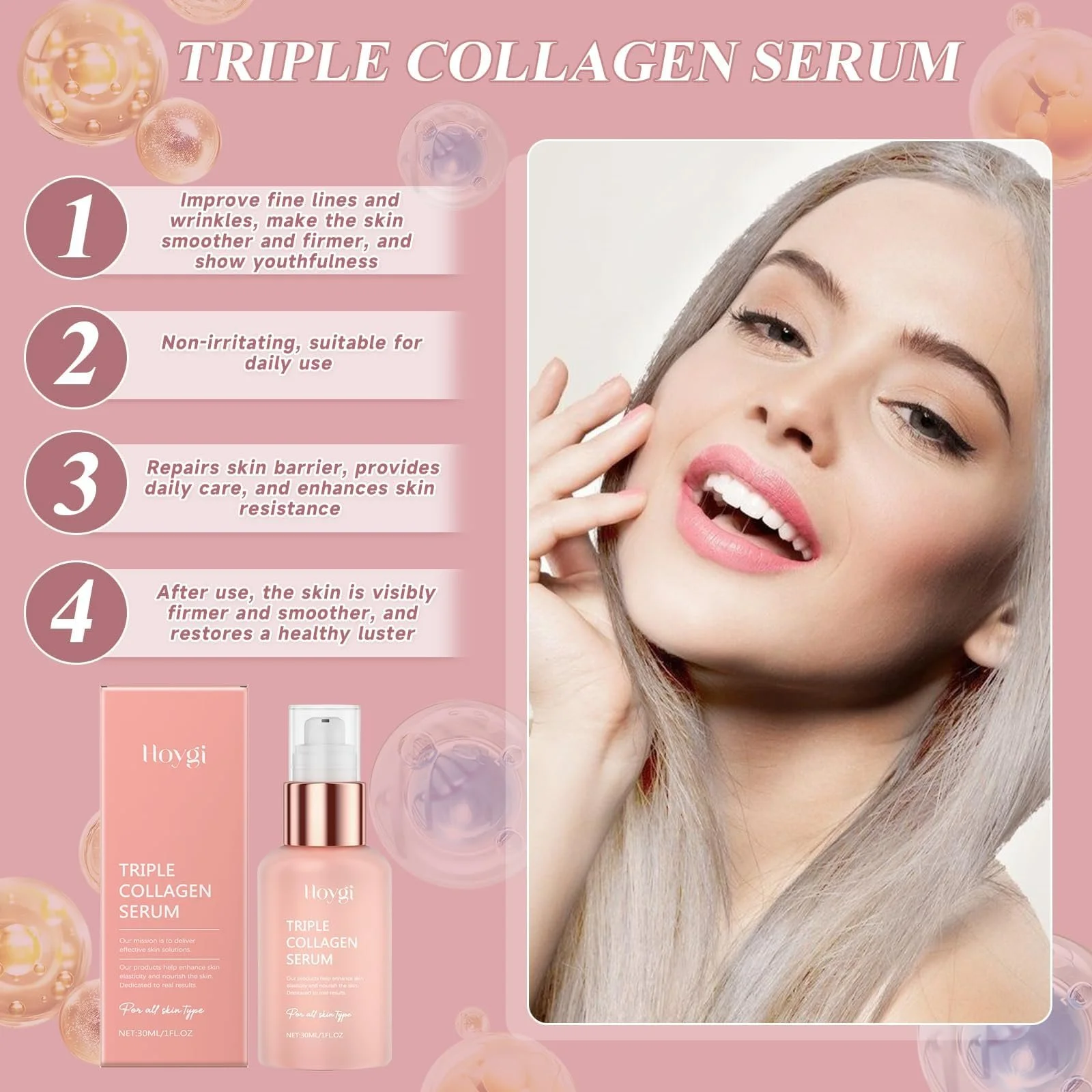 Маска для обличчя Collagen Real Deep 4 шт + Сироватка Triple Collagen 30 мл, гідрогелева маска для обличчя з колагеном, фото №5 Маска для обличчя Collagen Real Deep 4 шт + Сироватка Triple Collagen 30 мл, гідрогелева маска для обличчя з колагеном, фото №5