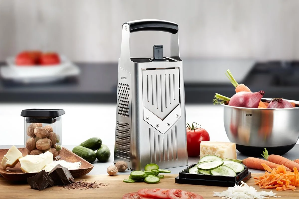 Тертка GEFU V-CUT Квадратна Багатофункціональнаочів і слайсерка з контейнером для збору, фото №2