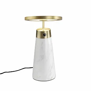 Настільна лампа Ángel Cerdá з білого мармуру та золотої сталі Ø16 x 25,5 см сучасний дизайн Біла з золотом synthetic.ua - Фото 1