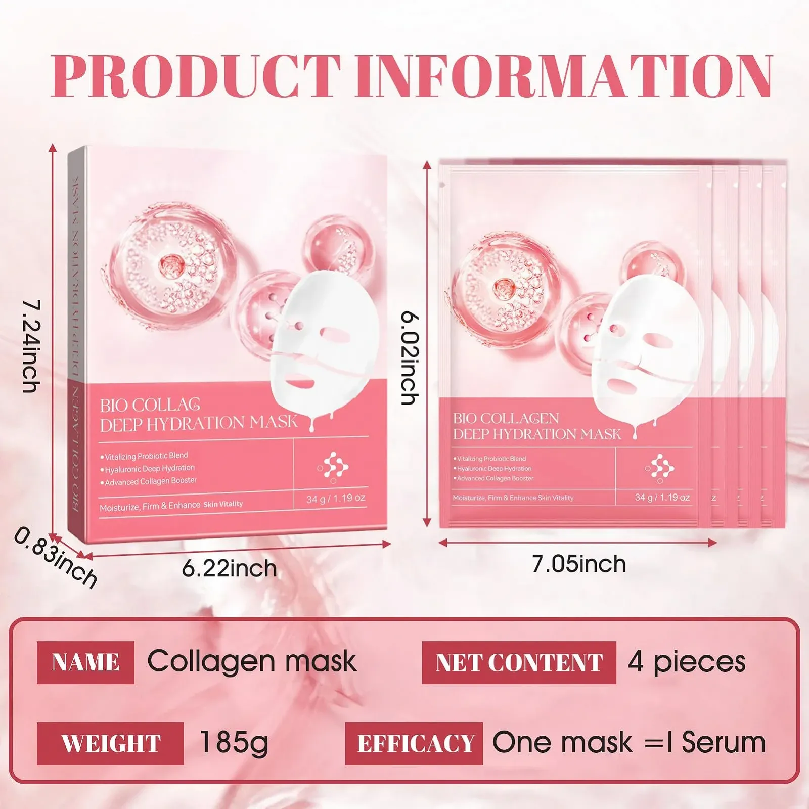 Маска для лица WEILAOK Organic Collagen Real Deep, органическая, коллагеновая, ночная, корейский уход за кожей, уменьшает морщины и тонкие линии, 4 шт, фото №7