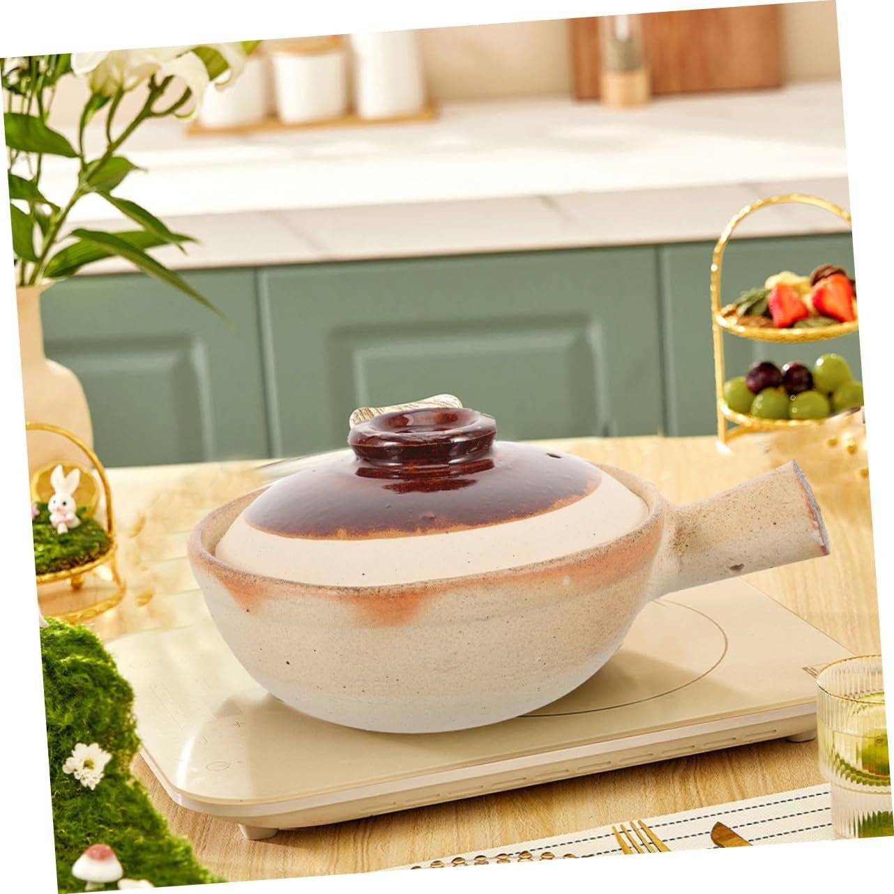 Ківш керамічний NUOBESTY для тушкування термостійкий з однією ручкою, фото №7