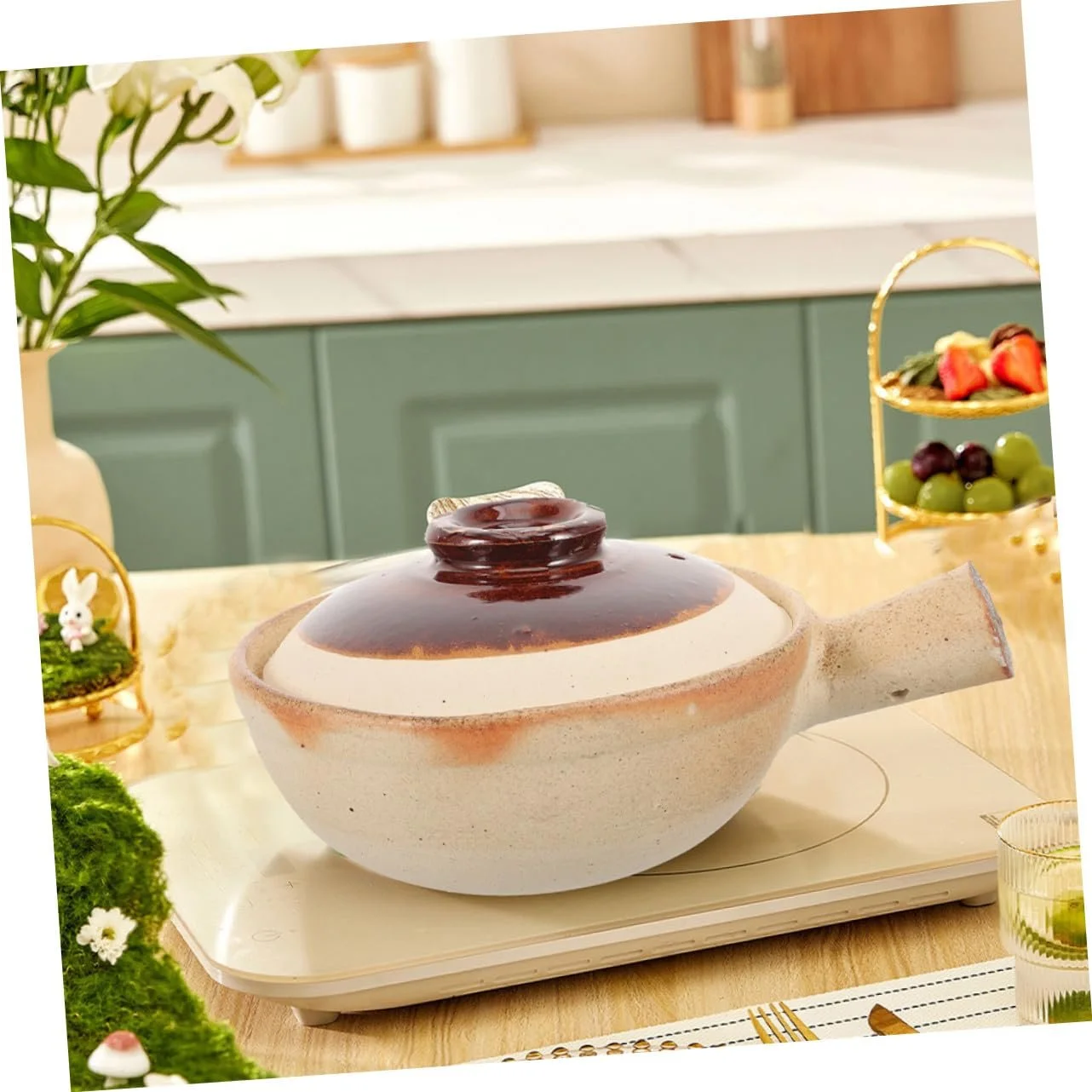 Кастрюля керамическая NUOBESTY для тушения термостойкая с одной ручкой, фото №7