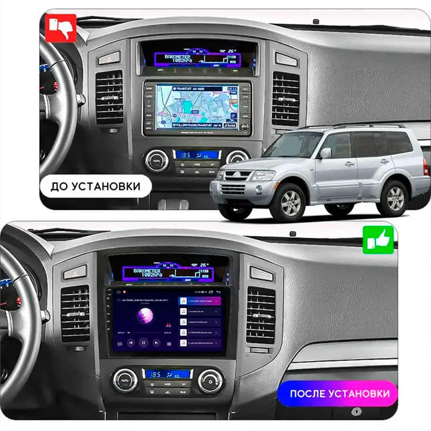 Штатна магнітола Lesko для Mitsubishi Montero IV 2006-н.в. екран 9 4/64Gb CarPlay 4G Wi-Fi GPS Prime, фото №2