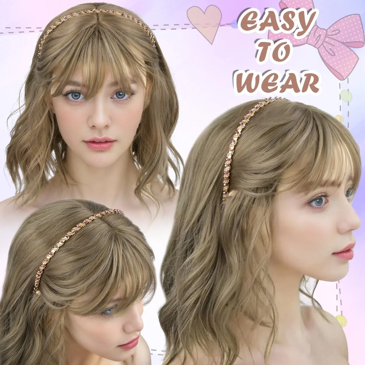 Набір з 5 блискучих жіночих обручів на голову з кришталевими стразами, фото №6 Набір з 5 блискучих жіночих обручів на голову з кришталевими стразами, фото №6