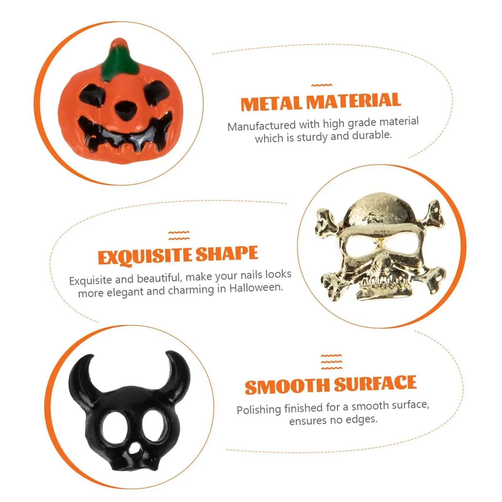 Украшения для ногтей Healvian, набор 150 шт., Хэллоуин, инструменты для ногтей, декор Хэллоуин, прочные подвески для ногтей, подвески Хэллоуин Kawaii, металлические, фото №7