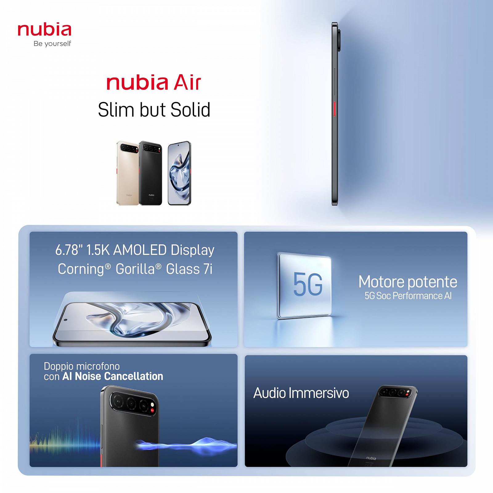 Смартфон nubia AIR 5G 6.78" 1.5K AMOLED 8GB RAM 256GB ROM 50MP 5000mAh 33W Black, фото №9