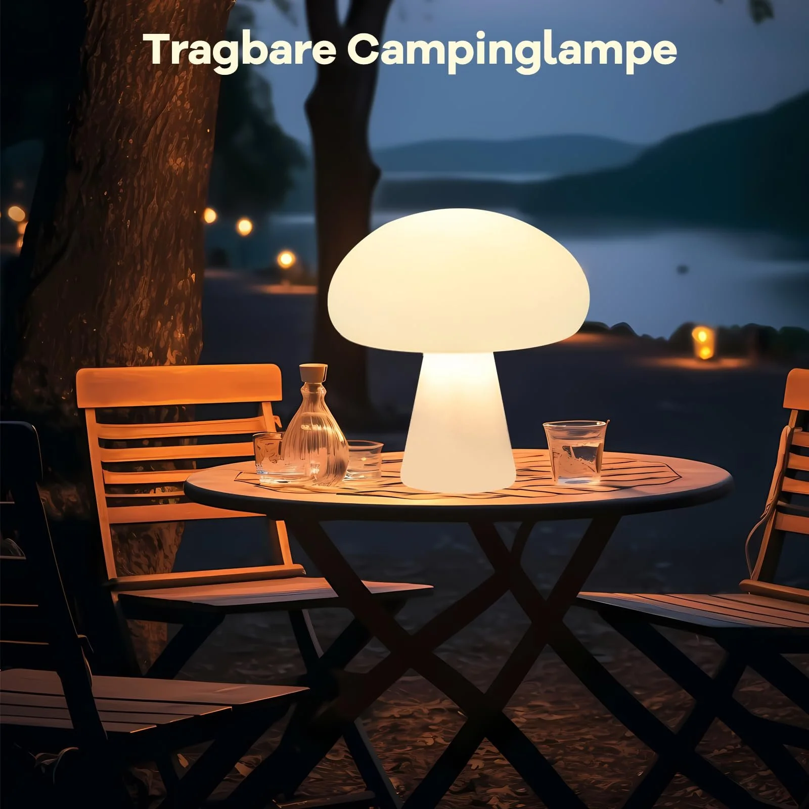 Настільна лампа Гриб Бездротова Сенсорна 3 кольори 25 см Біла, фото №4