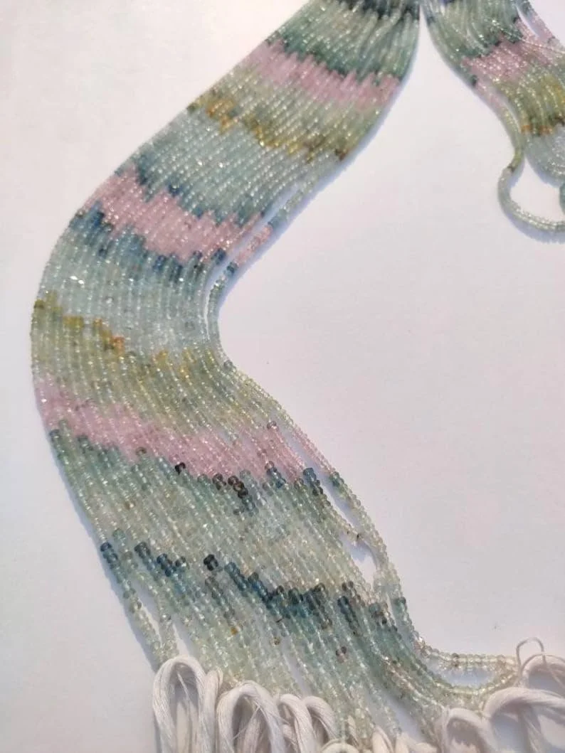 Натуральный Аквамарин Круглые граненые бусины 3-3.5 мм, нить длиной 33 см драгоценные камни для ожерелья и браслета, фото №2