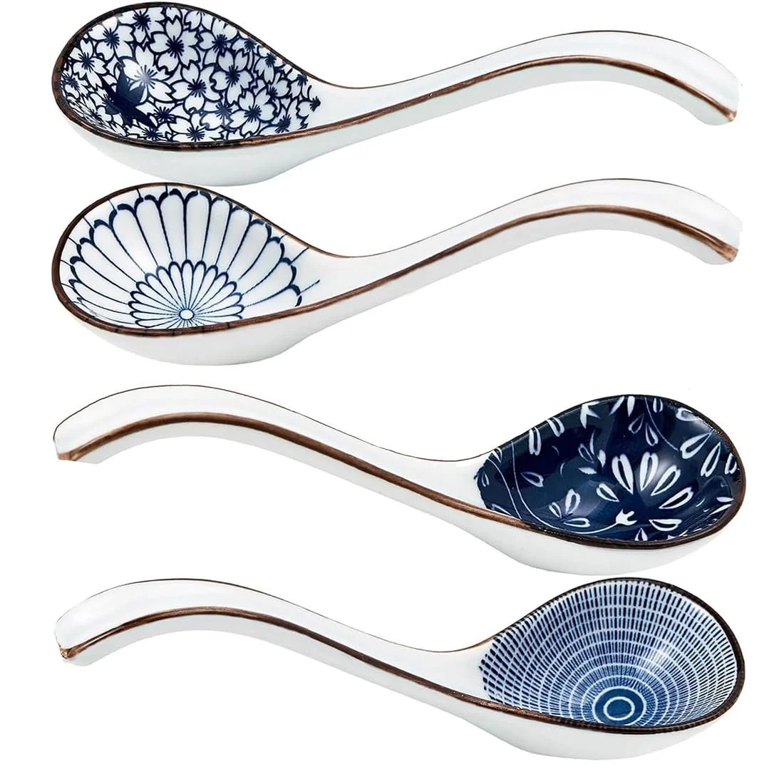 Ложка для супу керамічна (4 шт.) з довгою ручкою для рамена, азіатська, фото №1