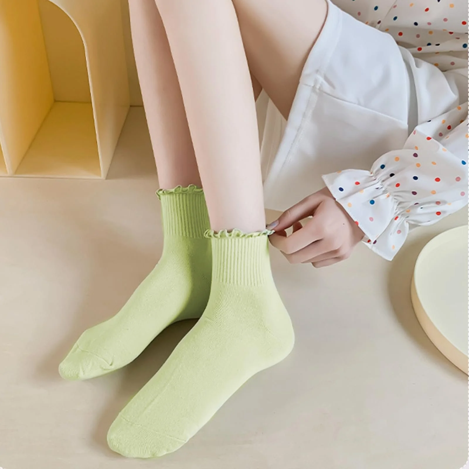 Жіночі шкарпетки з рюшами Багатоколірні, 6 пар, фото №6