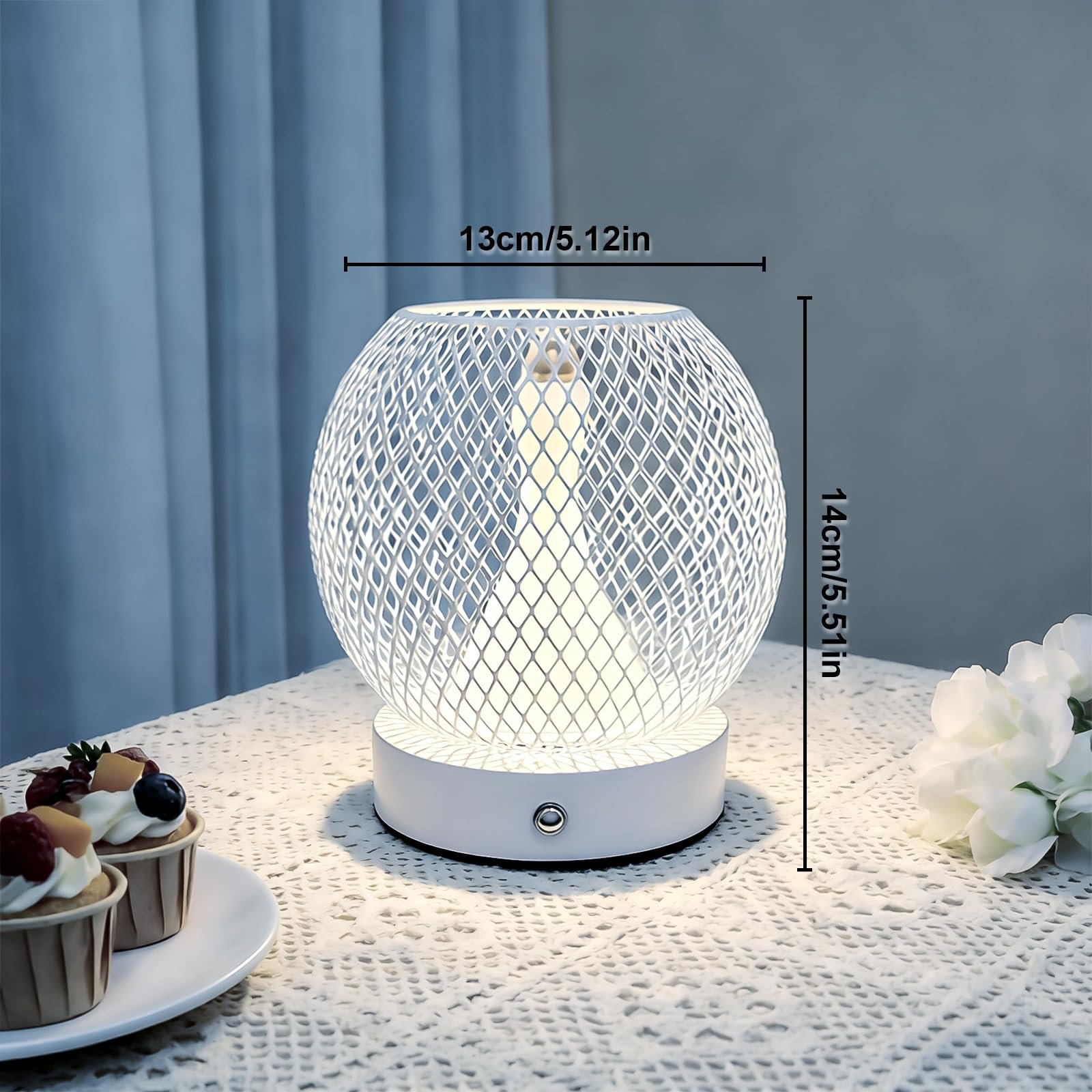 Настільна лампа Metal Cage LED сенсорна акумуляторна 3000K/4500K/6000K, фото №5