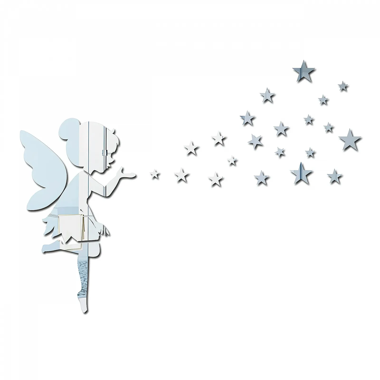 Наклейки на стіну Dreamark Mirror Fairy Girl Star 3D DIY Removable Silver, фото №6 Наклейки на стіну Dreamark Mirror Fairy Girl Star 3D DIY Removable Silver, фото №6