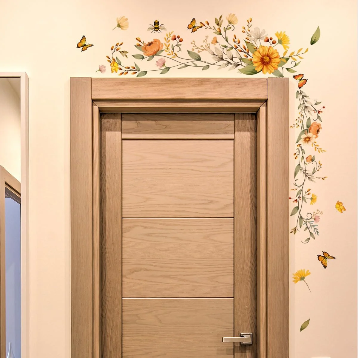 Наклейка на стену COVPAW Цветочная лиана Ромашки Бабочки 30 x 90 см, фото №3