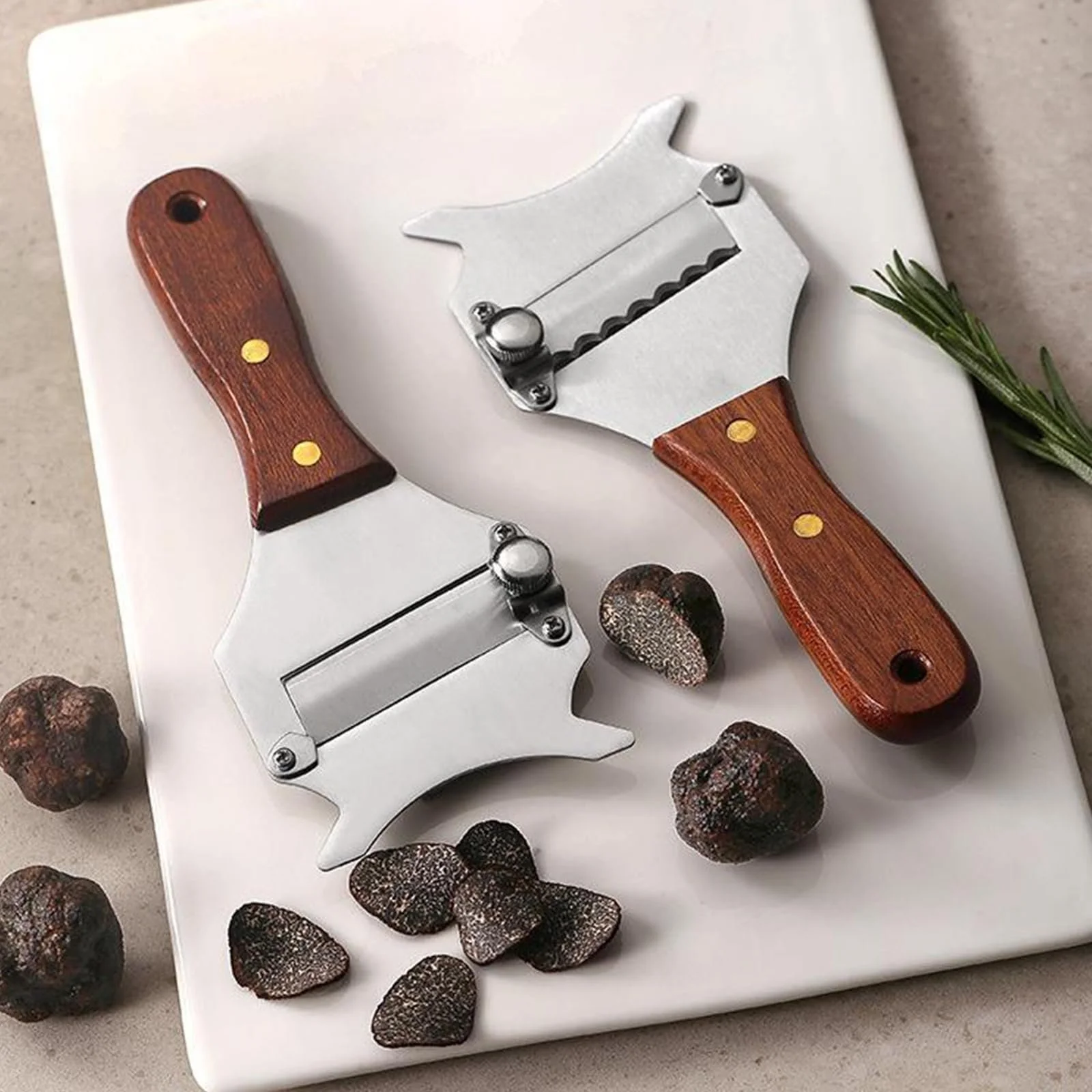 Слайсер для трюфелів Gourmebel Professional з регулюванням, нержавіюча сталь, з дерев'яною ручкою, фото №7