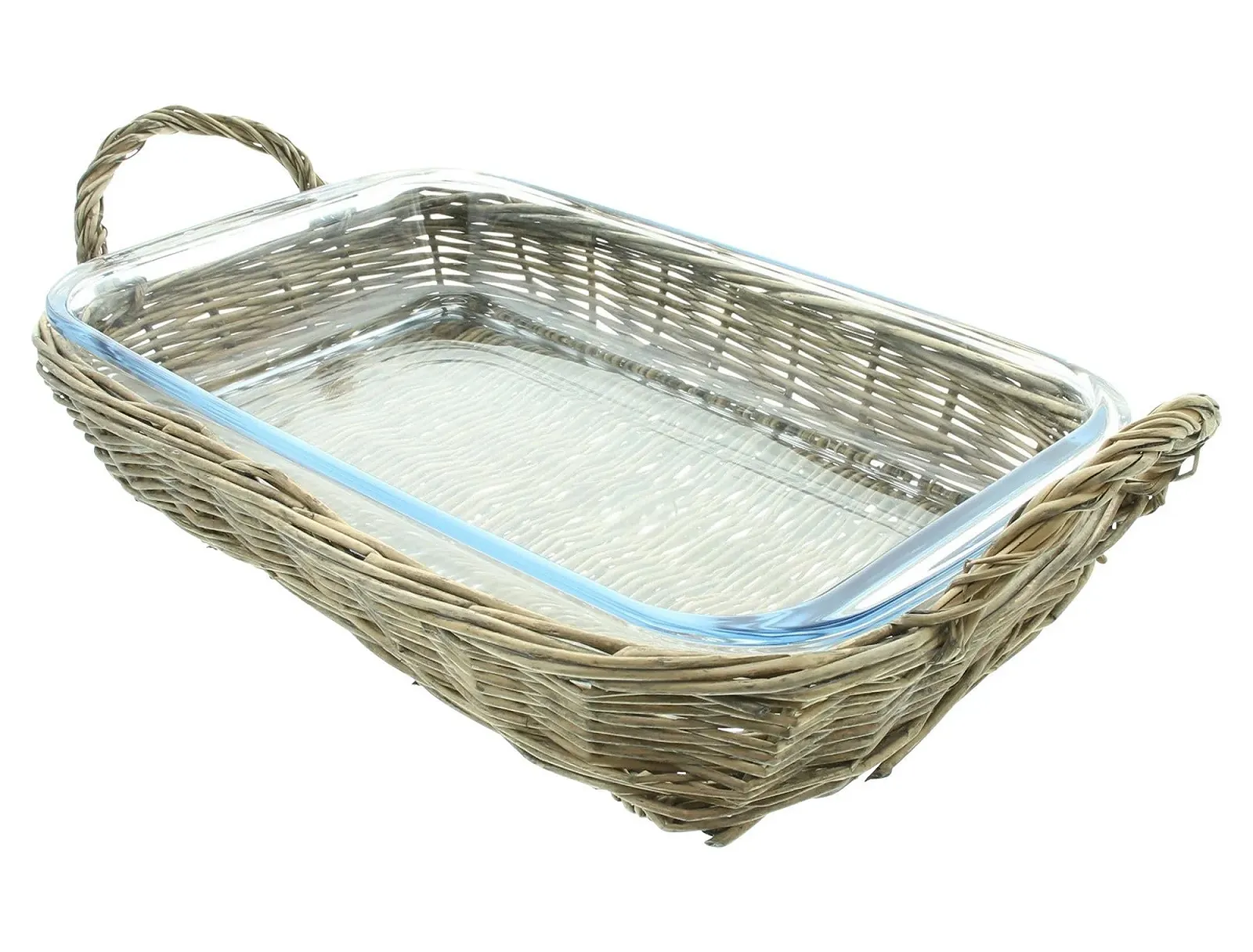 Форма для запікання Cuisine з плетеним кошиком скляна 37 x 24 x 7 см сіра, фото №2