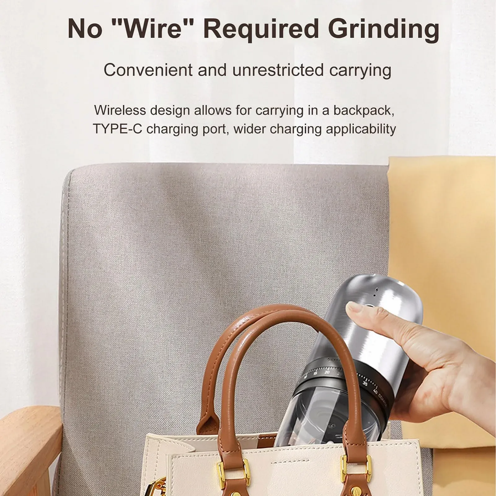 Электрическая кофемолка портативная Cocoarm Цвет, фото №4