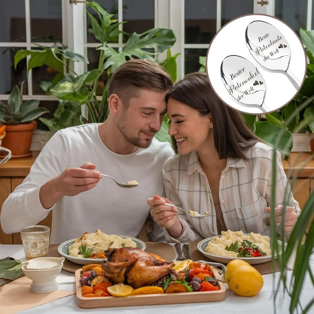 Ложка Кавова з гравіюванням Найкраща Хрещена Мама у Світі Найкращий Хрещений Батько у Світі, набір 2 шт, фото №3