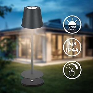 Настільна лампа B.K.Licht LED IP44 із зарядною станцією антрацит 36 x 12 см synthetic.ua - Фото 1