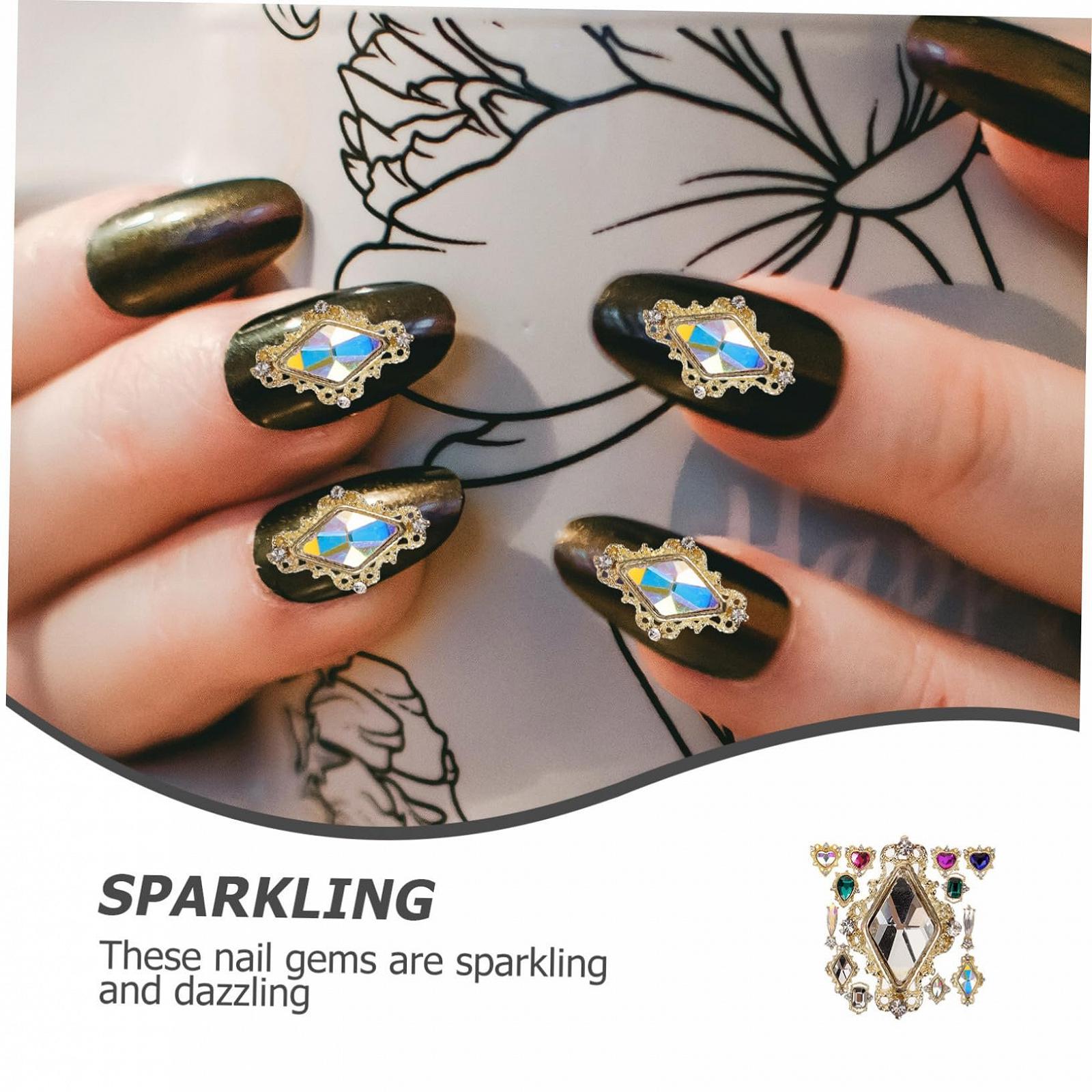 Стразы для ногтей Housoutil Металлические в форме сердца, фото №2