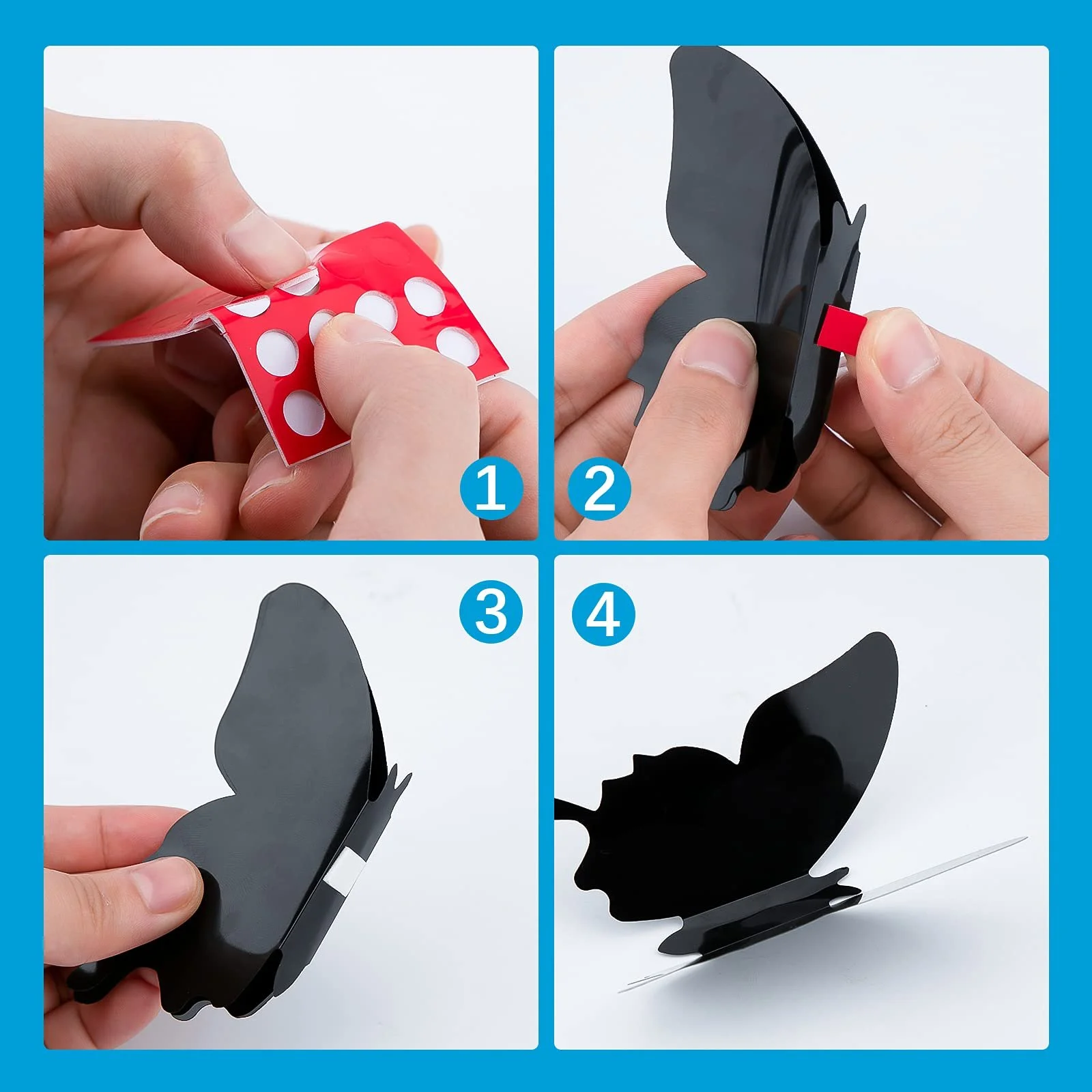 3D-наклейки на стіну SAVITA Метелики 24 шт. чорні, фото №3