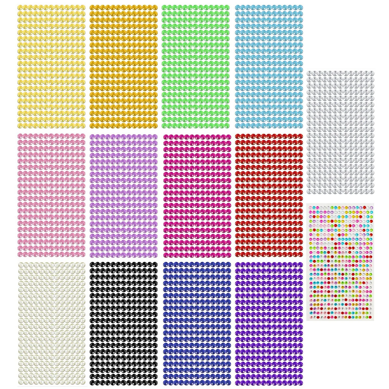 Стразы VEGCOO Полукруглые Блестящие Самоклеящиеся Разноцветные 6 мм, фото №1