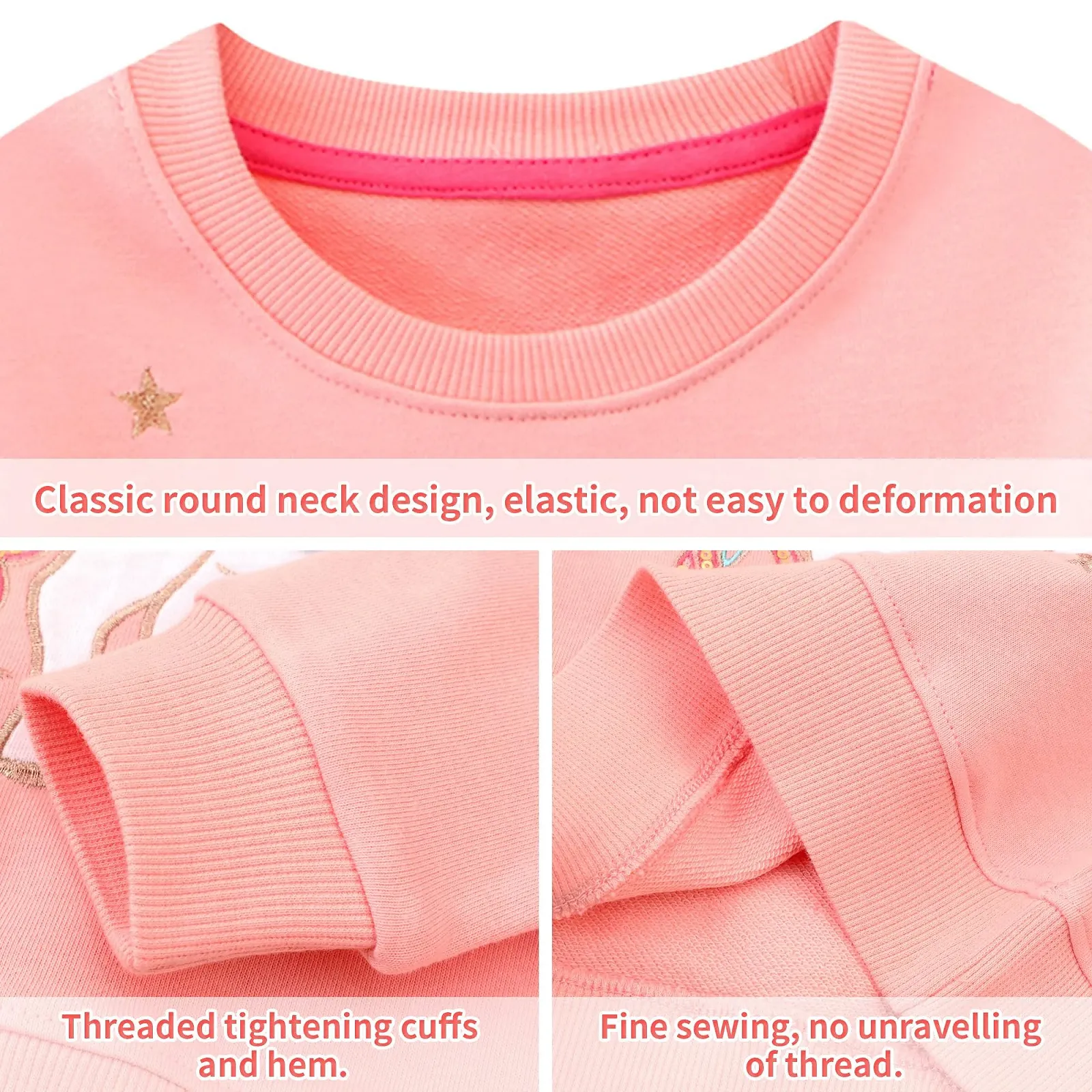 Свитшот FILOWA Детский для девочек Радужный Единорог Спортивный Серый Розовый Длинный Рукав Теплый Хлопковый Топ Свитшот, Размер 92-122, фото №3