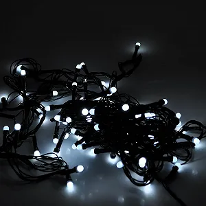 Гірлянди 100LED Свічка White 8 режимів 5 метрів чорна ізоляція BOX - Фото 1