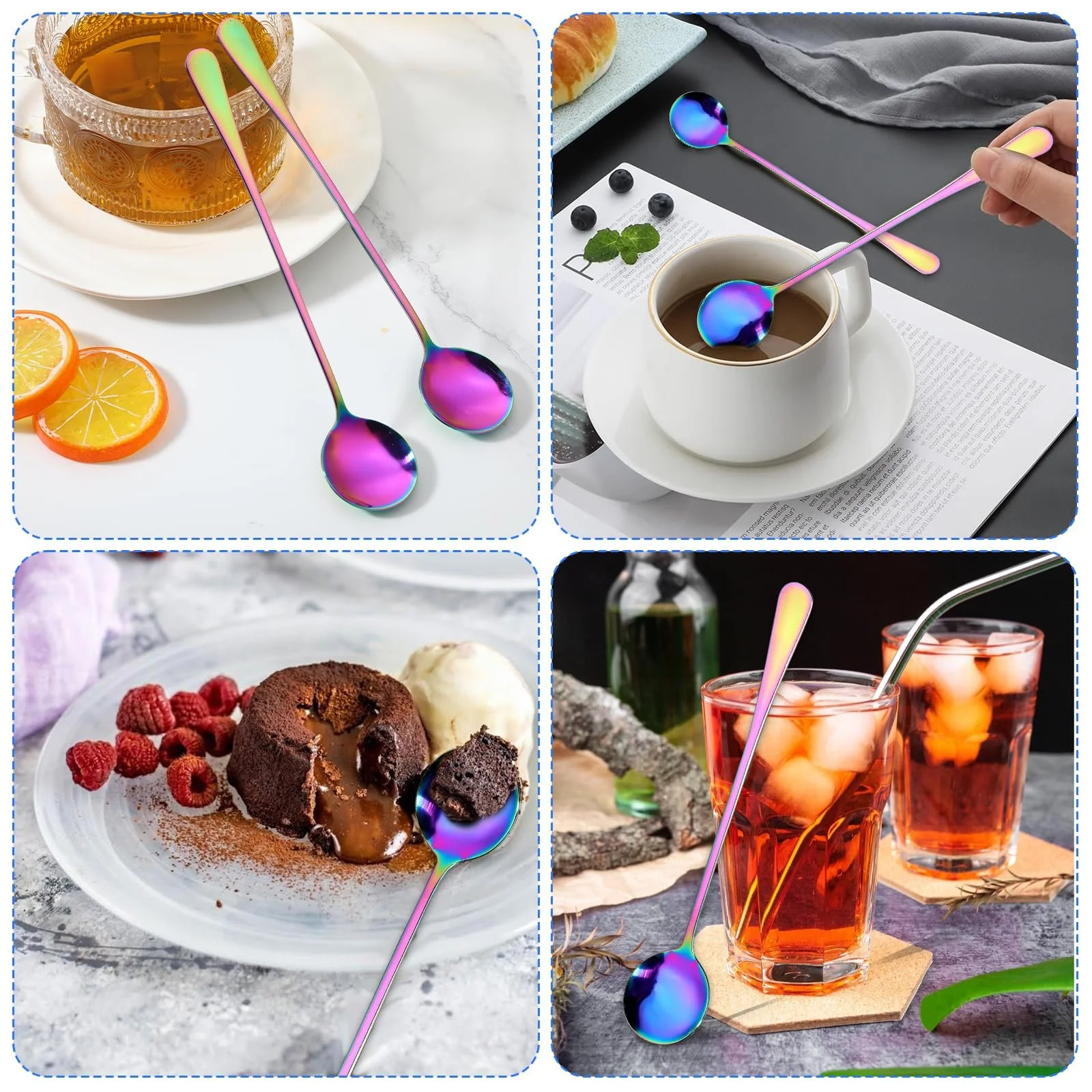 Набір з 4 кавових ложок з нержавіючої сталі, десертні, фото №5