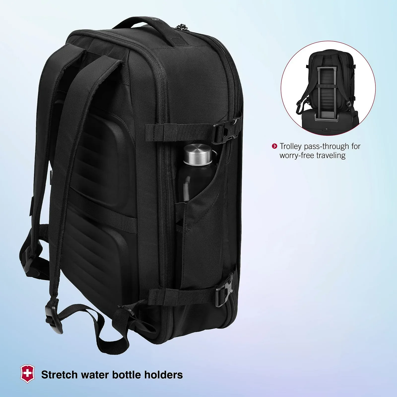 Рюкзак для ноутбука Victorinox Crosslight Boarding Bag 15.6" Расширяемый Черный, фото №5 Рюкзак для ноутбука Victorinox Crosslight Boarding Bag 15.6" Расширяемый Черный, фото №5