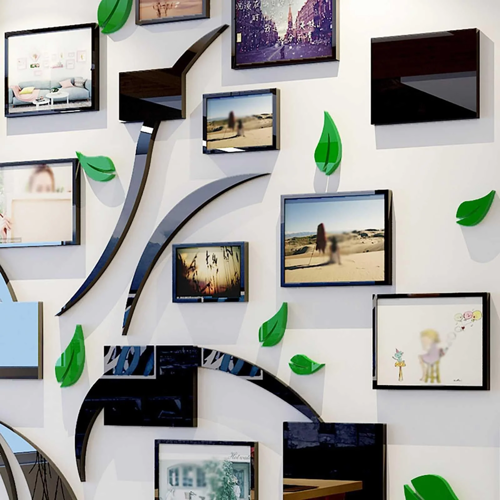 Наклейка на стіну 3D Дерево з 35 фоторамками Акрилова 2 мм, фото №3