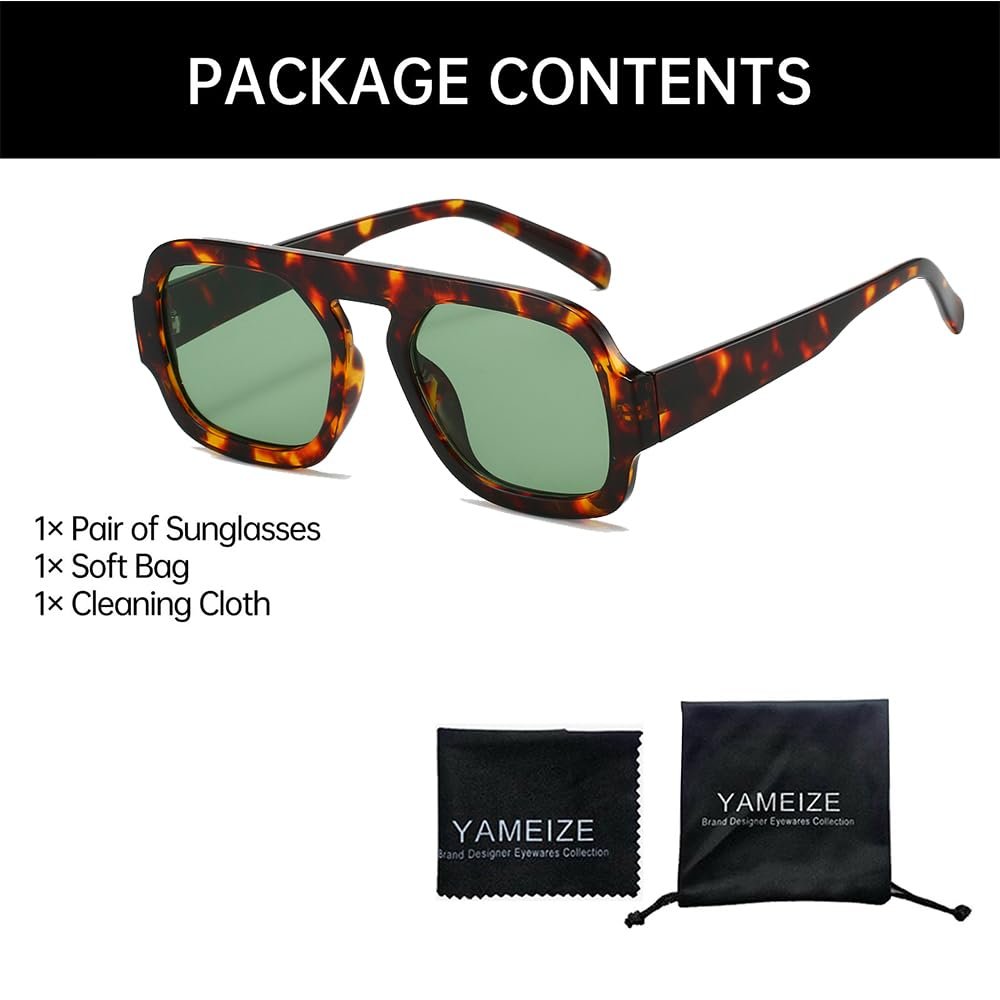 Сонцезахисні окуляри Авіатори квадратні ретро YAMEIZE для жінок та чоловіків, вінтажні класичні 70-х, захист UV400, фото №4