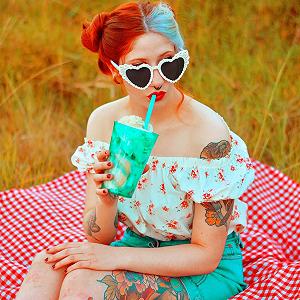 Вінтажні сонцезахисні окуляри Серце з бісером LJCZKA Ретро synthetic.ua - Фото 1