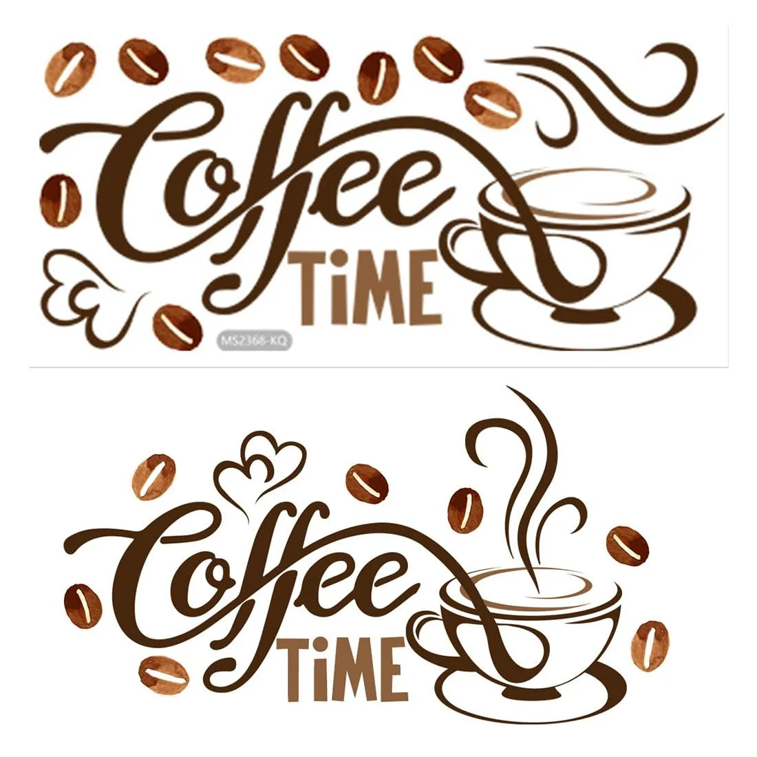 Наклейка на стіну Coffee Time Чашки PVC Коричнева 30 x 15 см, фото №1