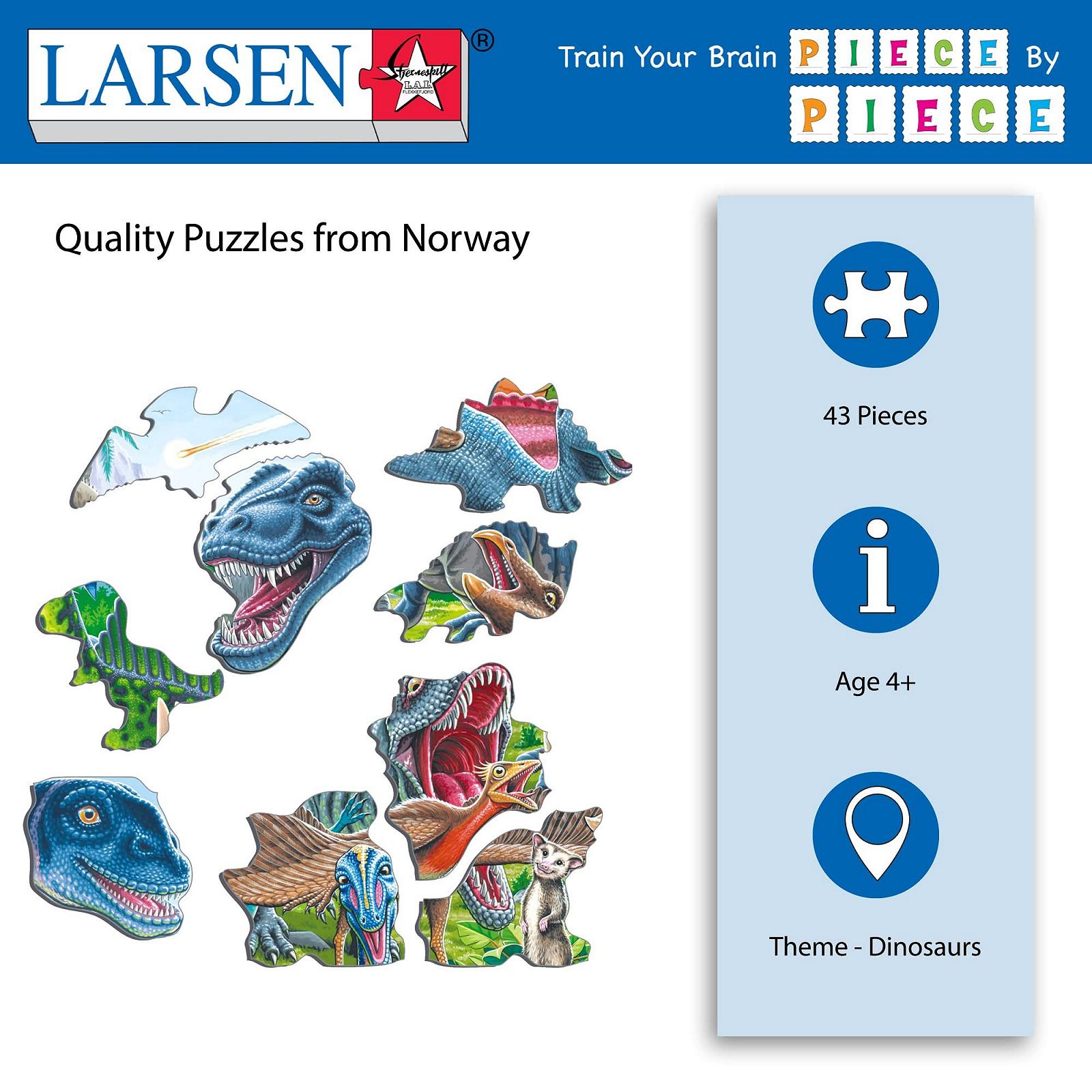 Пазл Larsen CZ4 Happy Dinosaurs 43 елементи Рамковий, фото №3