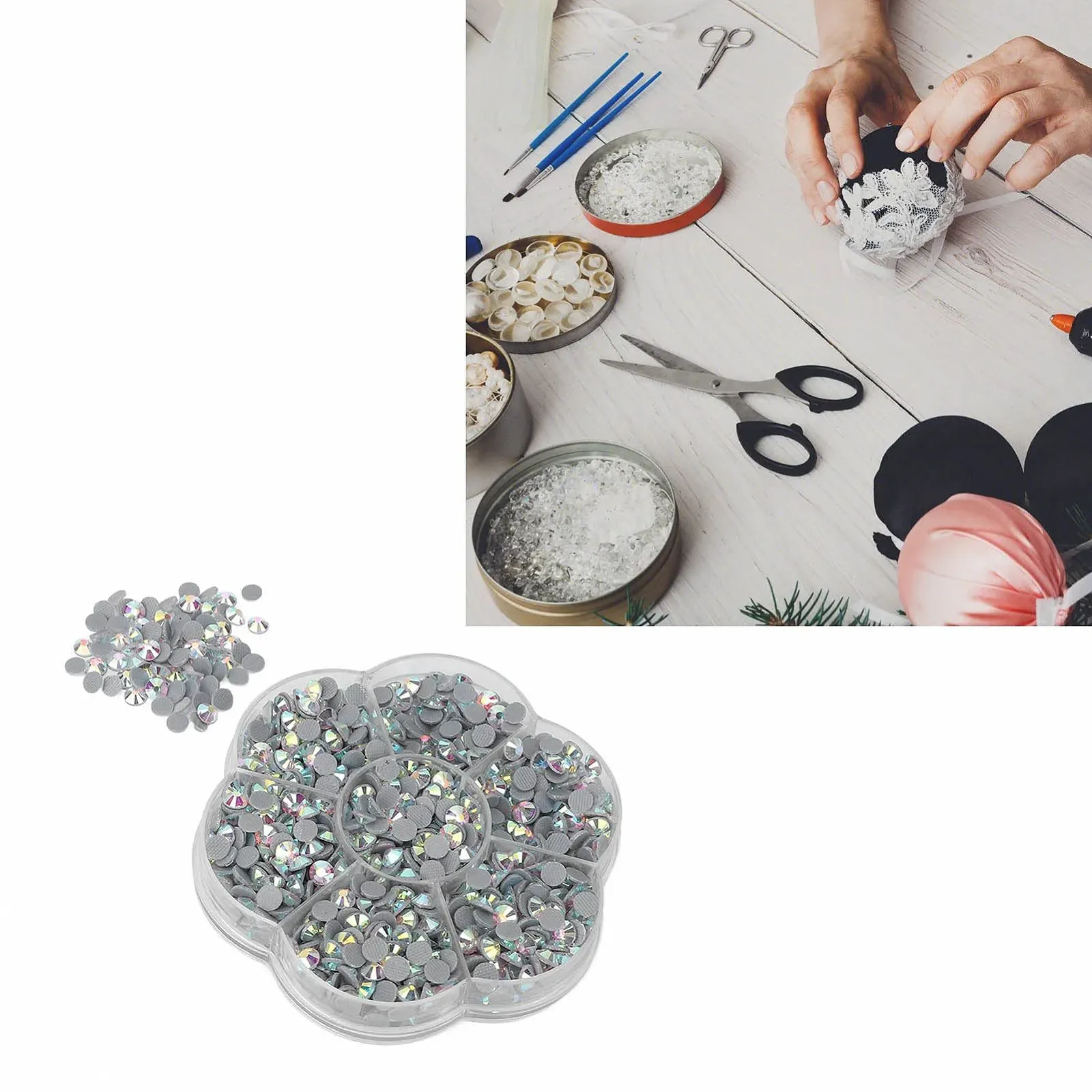 Стрази Скляні Блискучі Прозорі для чохлів телефонів для сумок (JM201 білий AB), фото №5