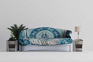 Покрывало Двуспальное HOME ZEN HOUSEHOLD LINEN Tribal 210 x 235 см, 100% индийский хлопок, яркие цвета (зеленый аква, Naxos) synthetic.ua - Фото 1