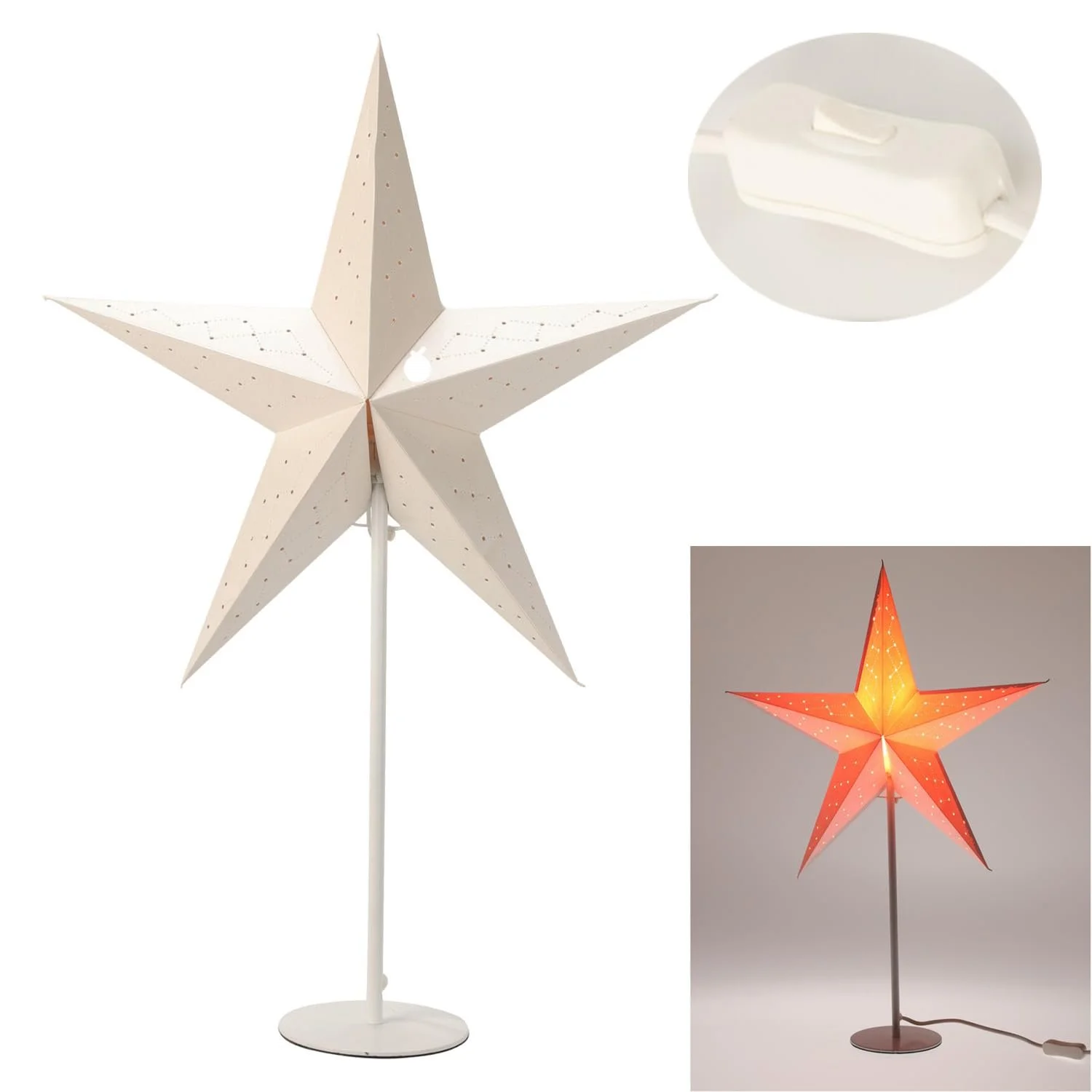 Настільна лампа Різдвяна зірка 65 см Паперова Біла, фото №3
