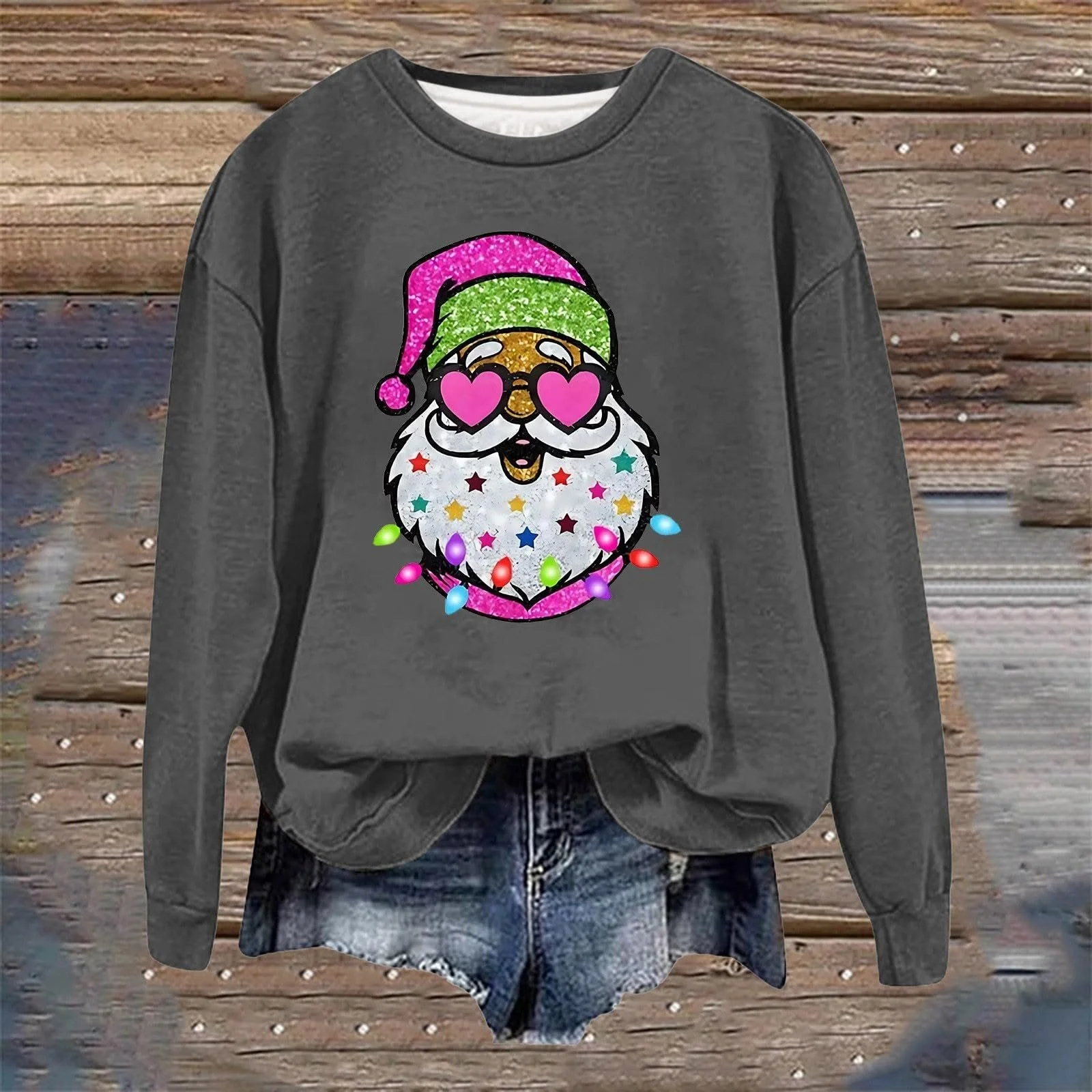 Різдвяний светр MJIQING Санта Жіночий Пуловер з довгими рукавами, фото №3