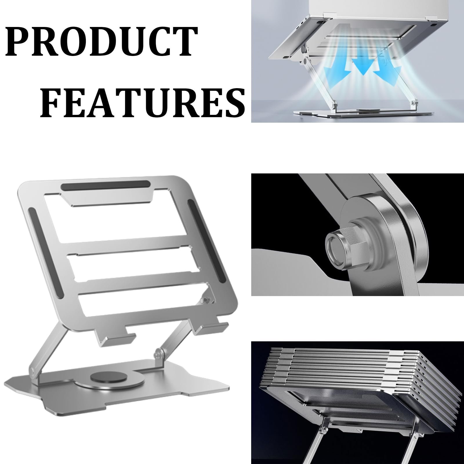 Подставка для ноутбука Регулируемая по высоте с вращающимся основанием 360°, фото №4 Подставка для ноутбука Регулируемая по высоте с вращающимся основанием 360°, фото №4