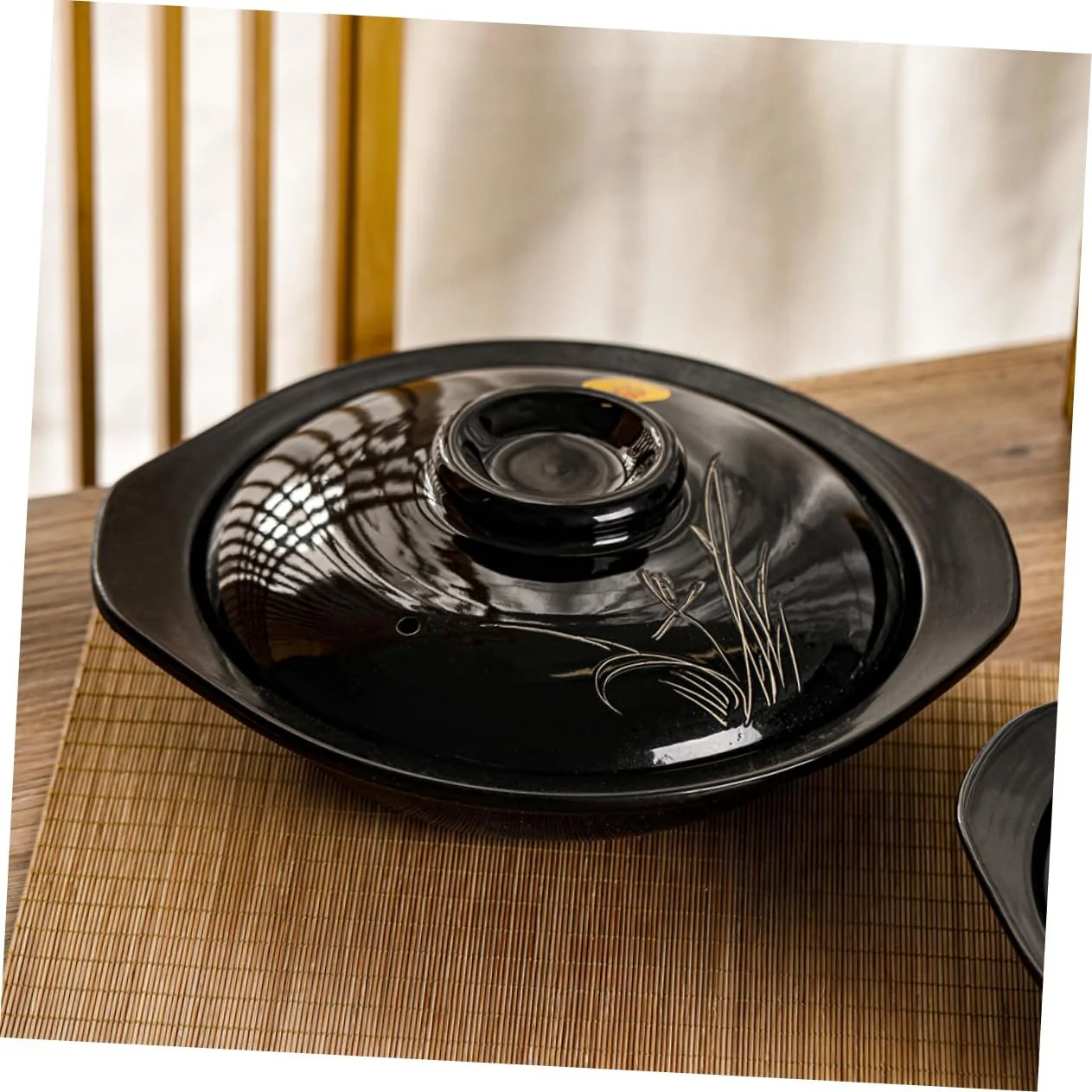 Кастрюля HEALLILY Терракотовая С крышкой Плоская Термостойкая Натуральная, фото №4