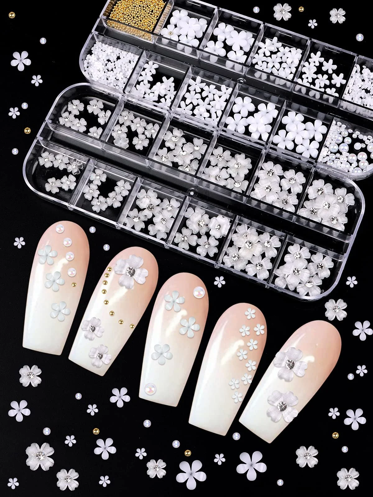 Цветок EBANKU 3D Акриловые Цветы для Ногтей Пятилепестковые Украшения для Ногтей Белый Цветок Шарм для Ногтей Цветочный Жемчужный Икорный Бисера Блестки для Украшения Ногтей, фото №7 Цветок EBANKU 3D Акриловые Цветы для Ногтей Пятилепестковые Украшения для Ногтей Белый Цветок Шарм для Ногтей Цветочный Жемчужный Икорный Бисера Блестки для Украшения Ногтей, фото №7