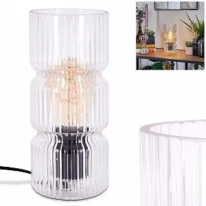 Настільна лампа Penteado Metal / Glass з прозорим скляним плафоном (10.5 см, E27) Чорний - Фото 1