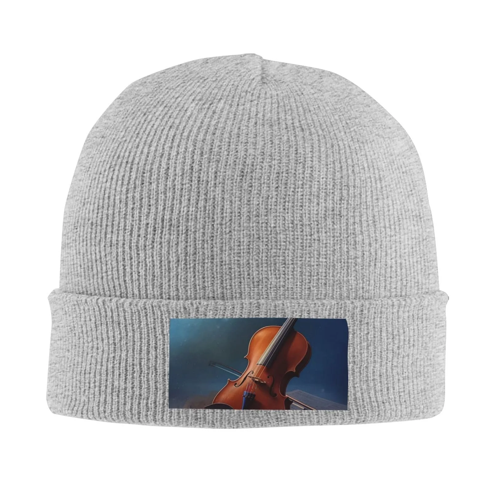 Шапка вязаная зимняя теплая Slouchy Totenkopf с принтом скрипки для женщин, фото №4 Шапка вязаная зимняя теплая Slouchy Totenkopf с принтом скрипки для женщин, фото №4