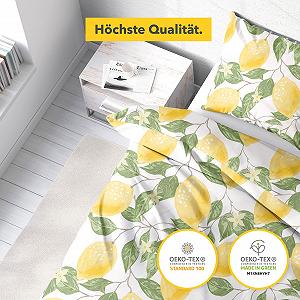 Постільна білизна Träumschön Premium 135 x 200 см + 80 x 80 см - Лимонний дизайн, світлий, літній, бавовняний, м'який, дихаючий, не потребує прасування synthetic.ua - Фото 1