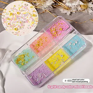 Бусины для ногтей Золотые заклепки для ногтей Круглые икорные бусины для ногтей Золотой круглый жемчуг для мобильного телефона Ногти для лица synthetic.ua - Фото 1